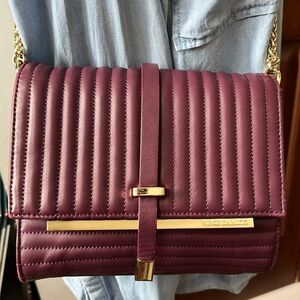 Vince Camuto   Quilted Shoulder/Crossbody bag  purple leather goldtone hardware